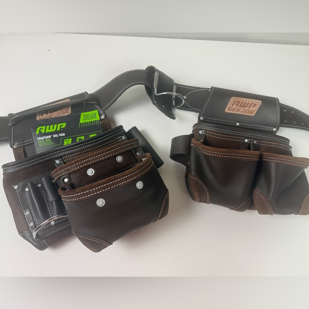 AWP Trapjaw Oil Tan Leather Tool Rig Belt Carpenter Construction  Trap Jaw NWT